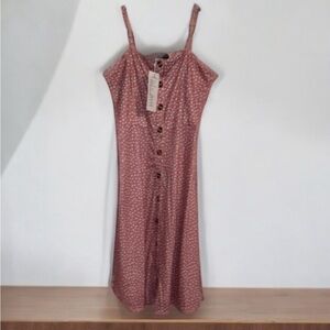 🌹NWT:Bery Dress Pink Polka Dot Button-Down Dress